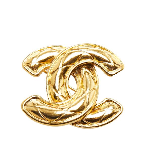 Chanel Deca Cocomatrasse Brooch Gold Plated Ladies CHANEL